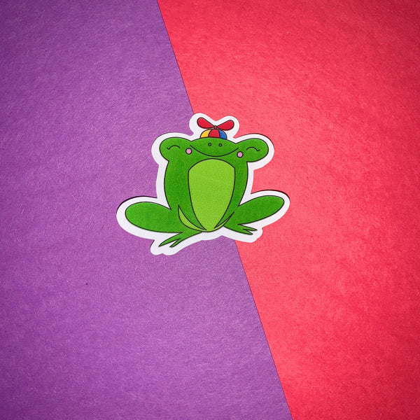 Helicopter Hat Frog Sticker